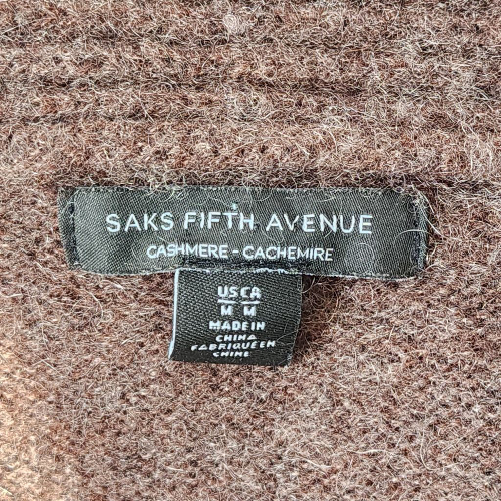SAKS FIFTH AVENUE Brown Cashmere Turtleneck Sweater M - Picture 5 of 6